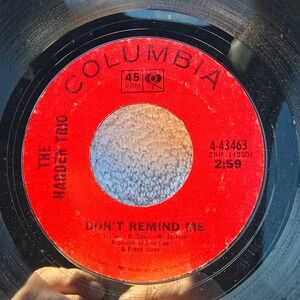 The Harden Trio Tippy Toeing Don't Remind Me Columbia 4-43463 7" 45 RPM Vinyl